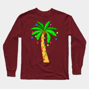 Tropical Palm Tree Decorated for Christmas Long Sleeve T-Shirt